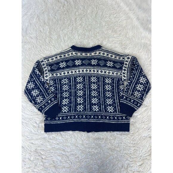 Vintage Womens XL Vintage Wool Cardigan Knit Sweater Button Up Fair Isle Nordic - Picture 2 of 9